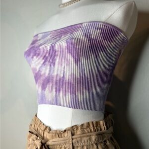 L.A.‎ Hearts PAC SUN Tie Dye Lilac Purple Ribbed Strapless Crop Tube Top Bandeau